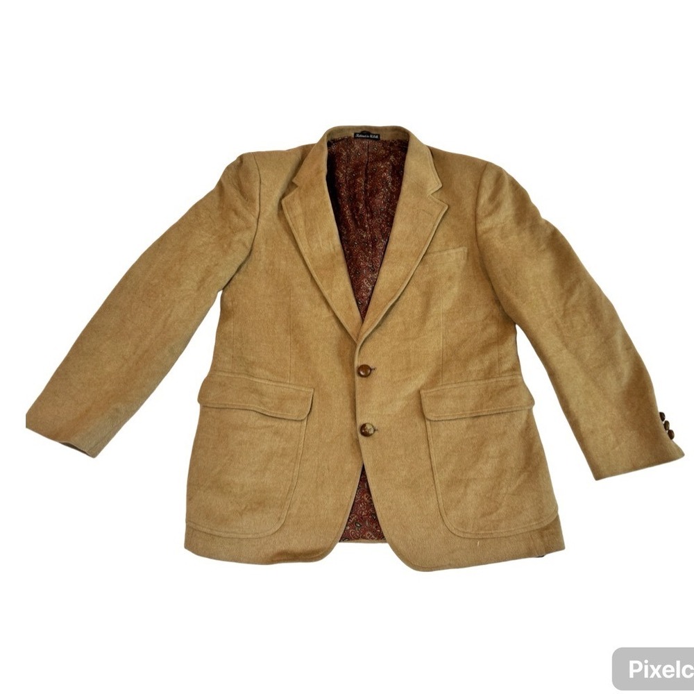 Stafford Executive‎ Mens Camel Hair Blazer Tan Paisley Lining USA Made 40R 42R